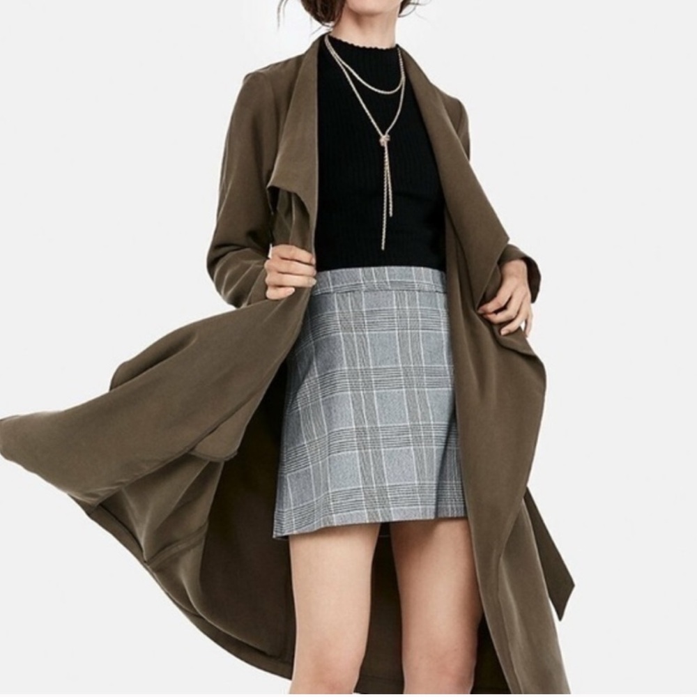 Express Soft Drape Trench Coat - Olive